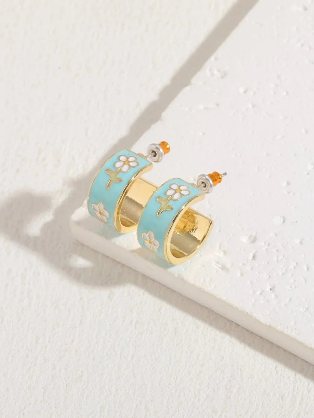 BIA BLUE FLOWER HOOP EARRINGS